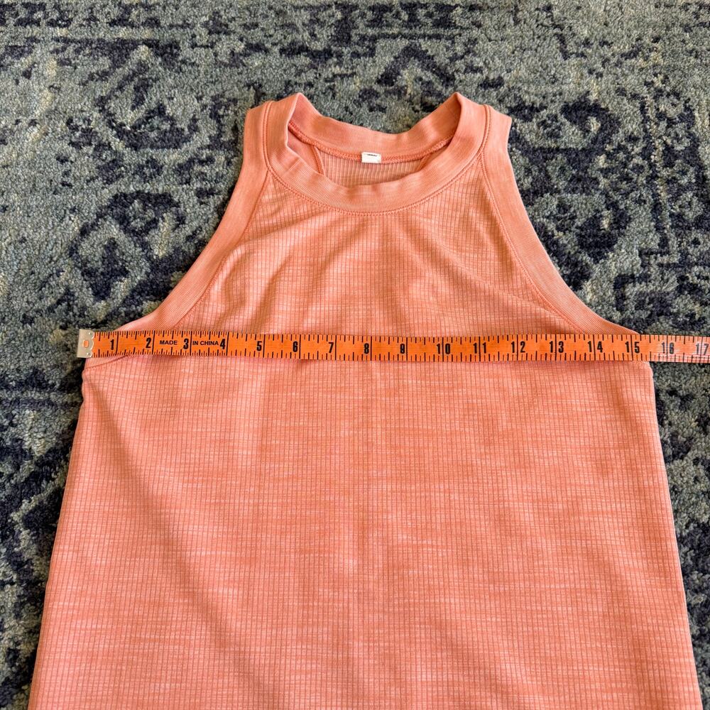 Athleta Coral Orange High Neck Ribbed Activewear Workout Tank Top Sz M/L Summer - Picture 3 of 5